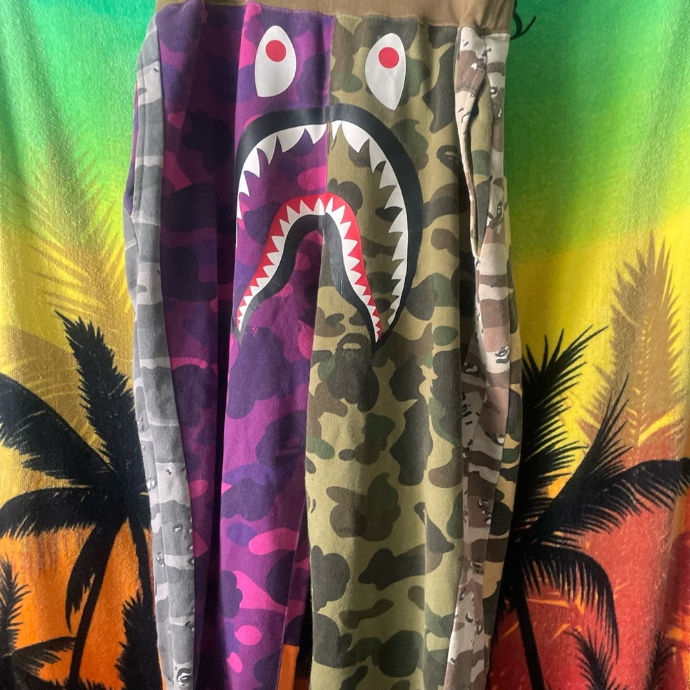 Bape Multicolor Shark Camo Sweatpants